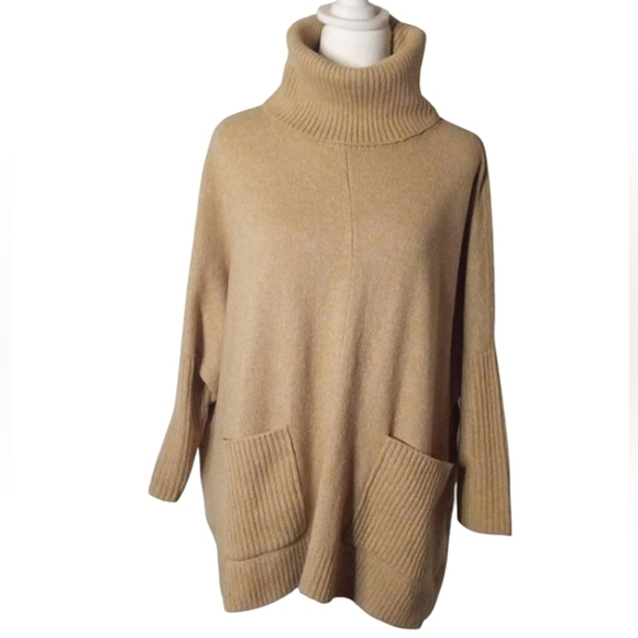 Ann Taylor Loft Oversized Turtle Cowl Neck Cotton Blend Sweater Size Medium - Picture 1 of 7
